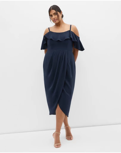 City Chic - Flirtation Drape Midi Dress
