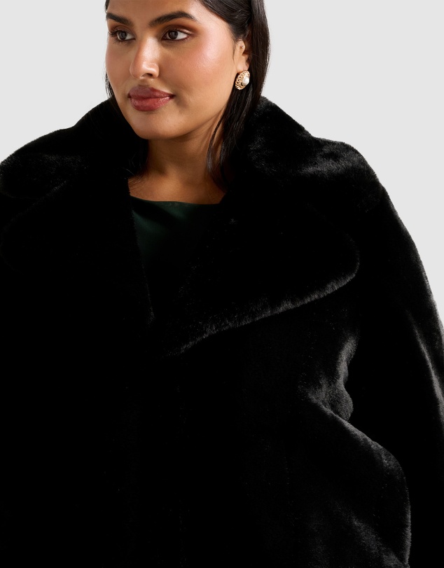 Forever New Curve - Anara Curve Panelled Faux Fur Coat