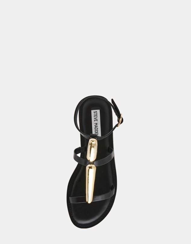 Steve Madden - Alma Black Leather Sandals