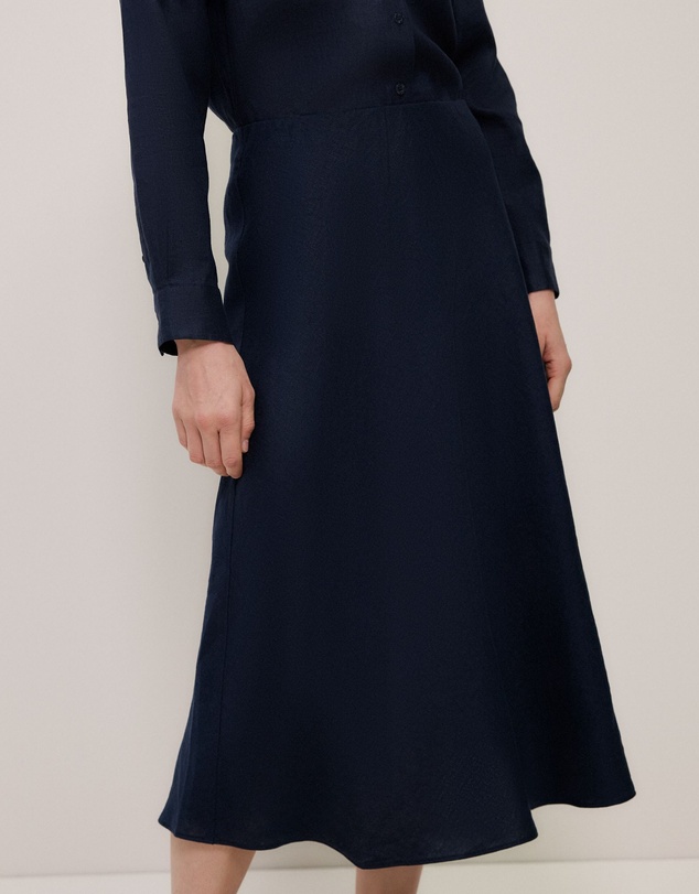 Trenery - Linen Bias Slip Skirt in Night Sky