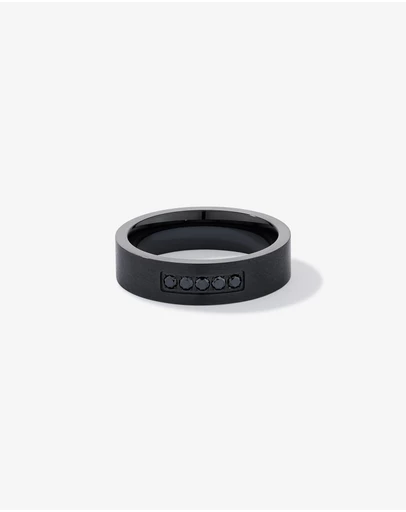 Michael Hill - 6mm Black Diamond Wedding Band in Black Titanium