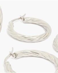 Lovisa - Waterproof Stainless Steel Twisted Hoop Earrings 3-Pack
