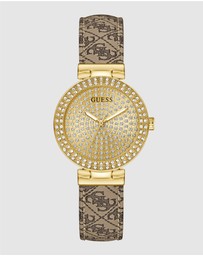 GUESS - Guess Ivy Ladies Beige Gold Tone Analogue Watch