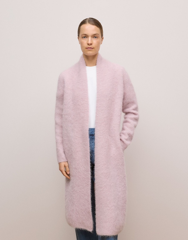 Trenery - Brushed Alpaca Longline Cardigan in Pink Rose