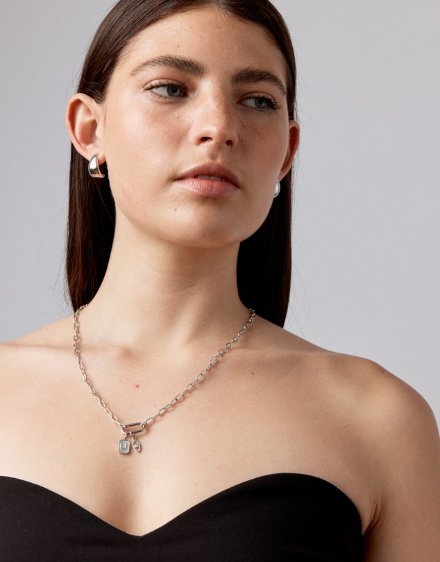 Michael Hill - Letter U Mother of Pearl Initial Pendant in Sterling Silver