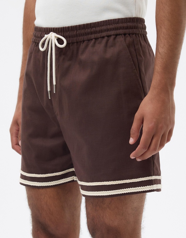 AERE - Contrast Linen Blend Shorts