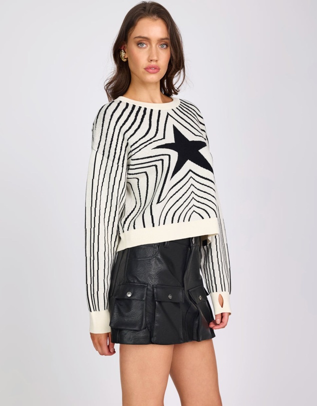 ONE TEASPOON - Star Gazing Knitted Sweater - Mono Print