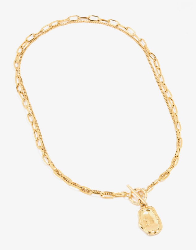 Lovisa - Waterproof Gold Plated Stainless Steel Molten Pendant Layered Necklace