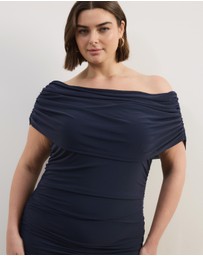Atmos&Here Curvy - Bonnie Off Shoulder Mesh Maxi Dress