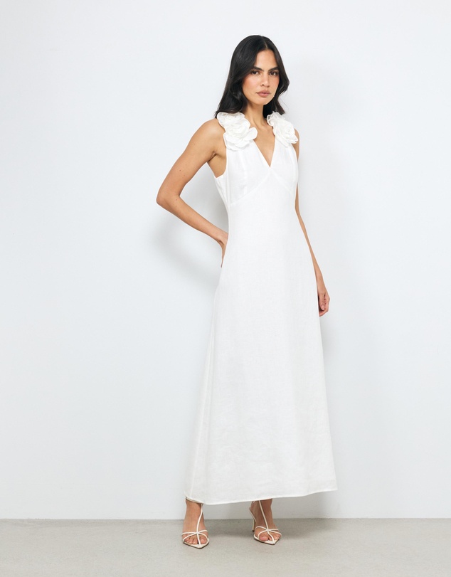 AERE - Mika Placement Flower Midi Dress