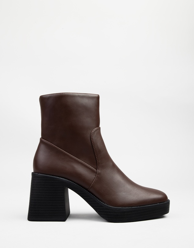 RAID - Lexus chunky mid heel boots in brown