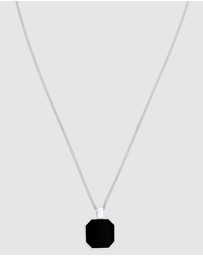 Kuzzoi - ICONIC EXCLUSIVE - Necklace Male Square Enamel Armoured Chain 925 Sterling Silver