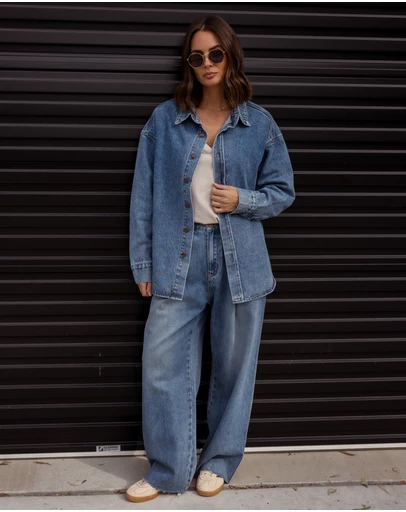 ALEXANDRA - Basen Shacket Blue Denim