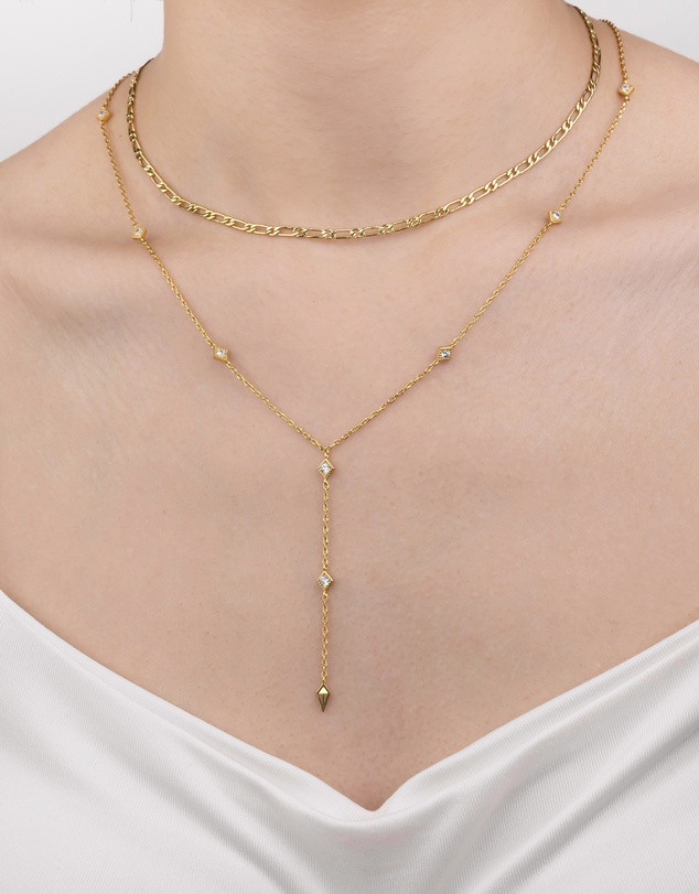 Wanderlust + Co - Arya Lariat Gold Necklace