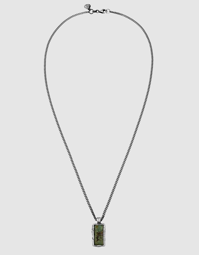 Haze & Glory - ICONIC EXCLUSIVE - Necklace Men Bold Bar African Turquoise 925 Sterling Silver