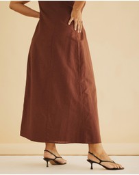 Atmos&Here Curvy - Oralie One Shoulder Linen Blend Midi Dress