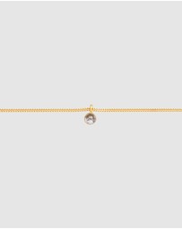 Elli Jewelry - Necklace Choker with Tourmaline Quartz Solitaire in 925 Sterling Silver gold plated