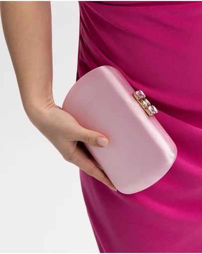 Morgan & Taylor - Posey Satin Clutch in Pink