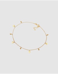 Elli Jewelry - Anklet Plate Pendants Boho Style in 925 Sterling Silver Gold Plated