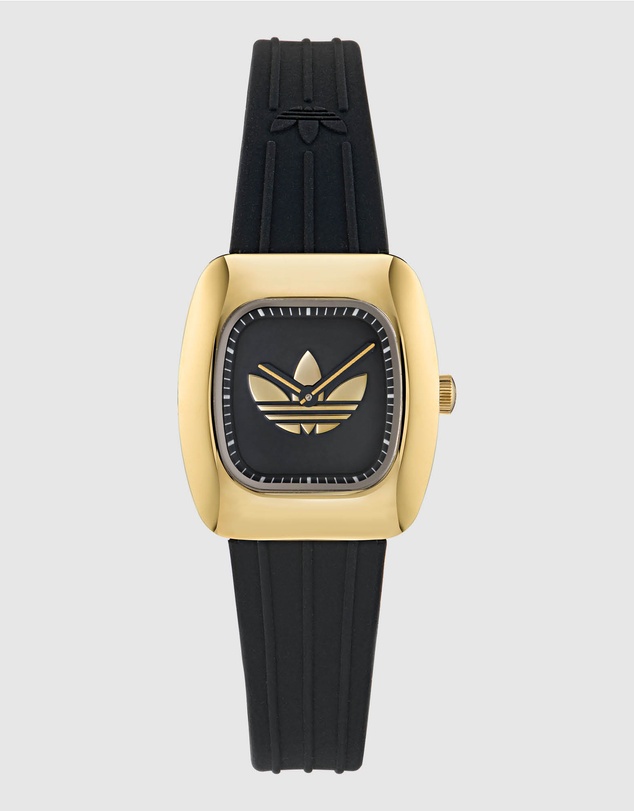adidas Originals - Retro Wave One XS IP Gold-Tone Black Silicone Watch