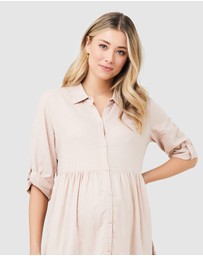 Ripe Maternity - Adel Linen Button Through Dress