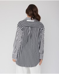 ALEXANDRA - Austin Shirt Mixed Stripe Black