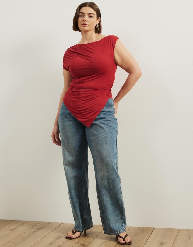 Atmos&Here Curvy - Lila Gathered Shoulder Bamboo Top