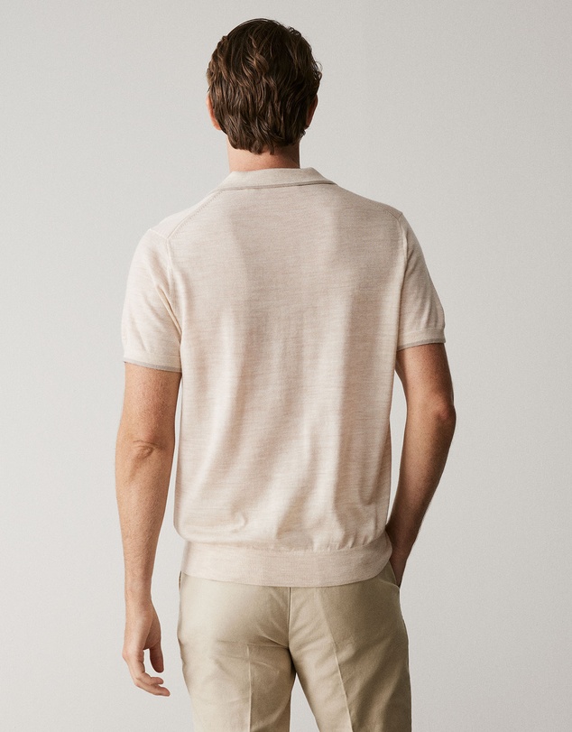 Trenery - Merino Knit Polo in Oatmeal