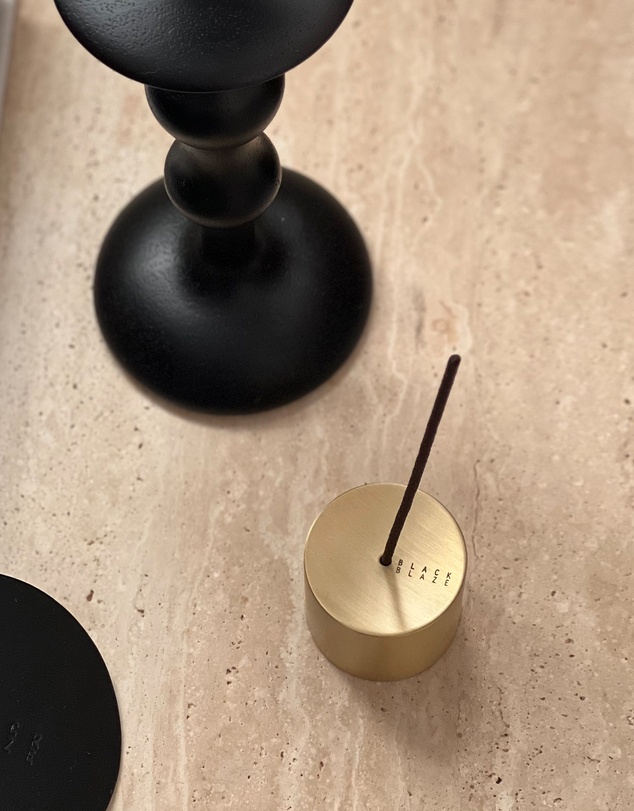Black Blaze - Column Brass Candle Holder