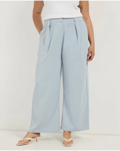 Atmos&Here Curvy - Rosa Wide Leg Tailored Pleated Pants