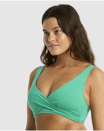 Sea Level Australia - Essentials Edit Cross Front Multifit Bra Top Evergreen