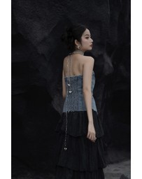 Glamorous - Long-breasted corseted denim top