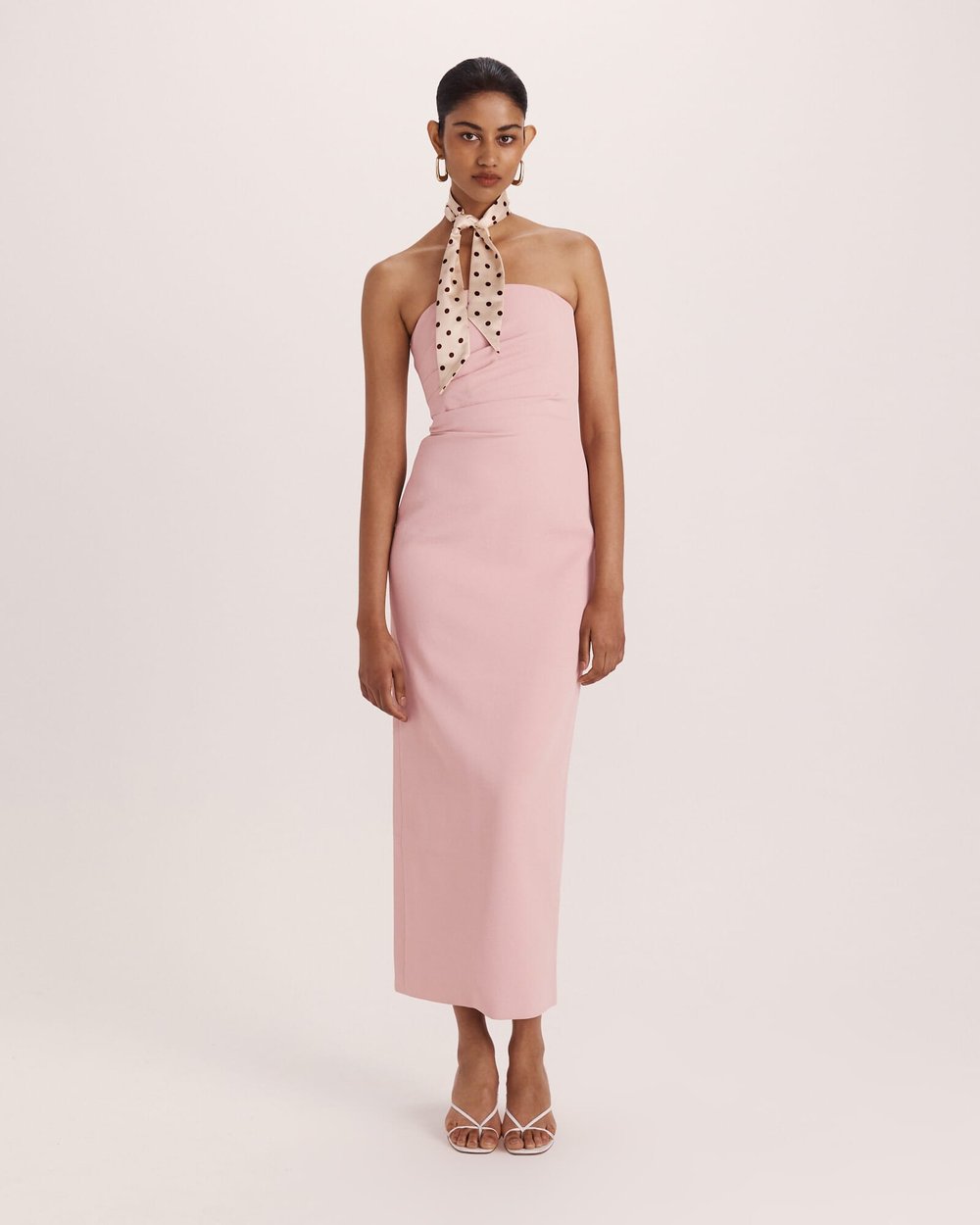 saba pink dress Saba Pink Satin Lace Midi Dress