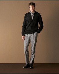 Trenery - Regular Fit Brushed Cotton Flecked Shirt in Grey Marle
