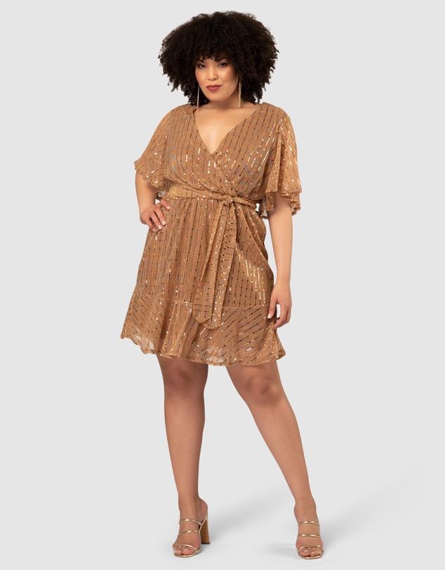 Pink Dusk by Curve Project - Glow Frill Hem Mini Dress
