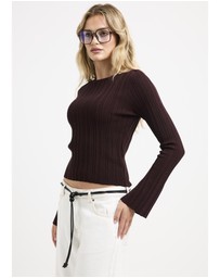 Subtitled - Holland Boat Neck Long Sleeve Knit Top