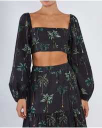 Amelius - Palmira Linen Tie-Back Crop Top