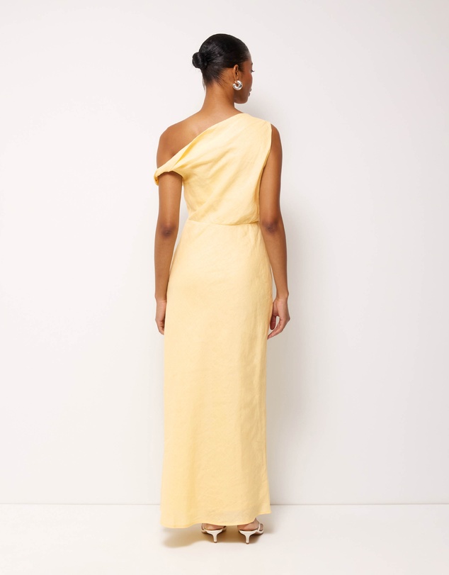 AERE - Fia Linen Draped Off Shoulder Maxi Dress