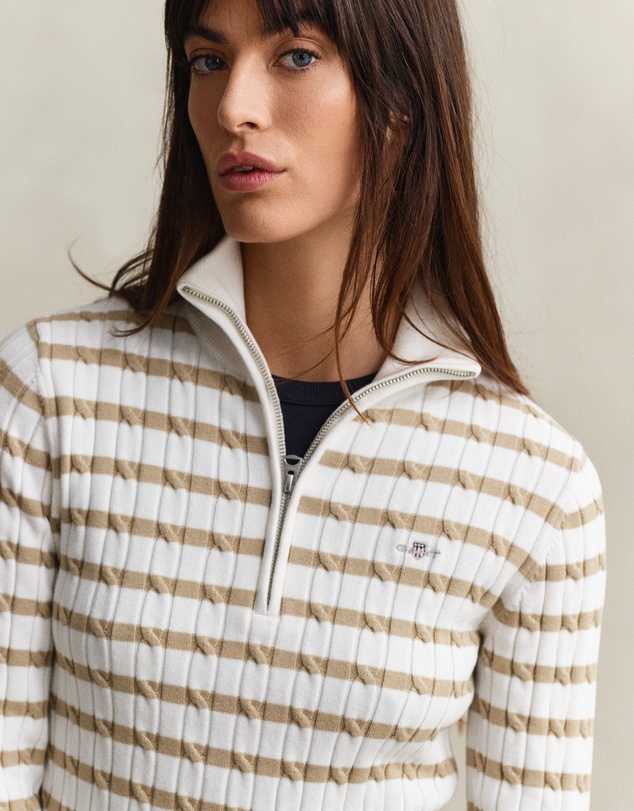 Gant - Stretch Cotton Cable Half Zip Sweater