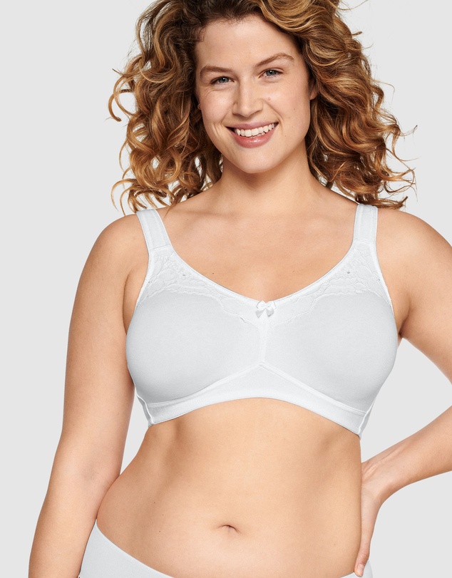 Naturana - Wide Strap Wirefree Cotton Bra with Lace