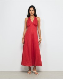 AERE - Lacey Halter Linen Dress