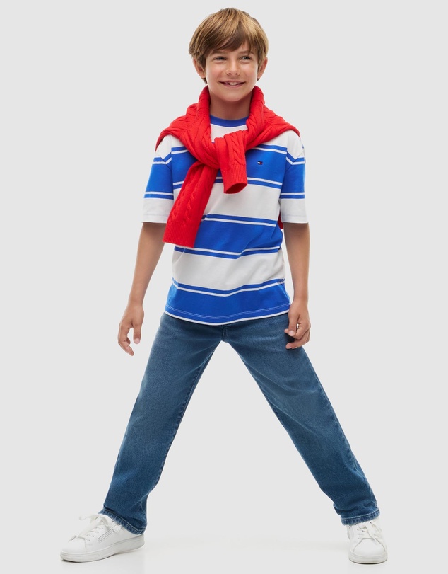 Tommy Hilfiger - Boys 3-7 Stripe Jersey Crew Neck T-Shirt - Kids
