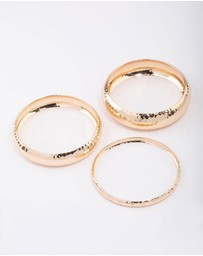 Lovisa - Gold Mixed Molten Gold Bangle 3-Pack
