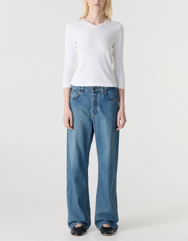 Bassike - 3/4 Sleeve V-Neck T-Shirt
