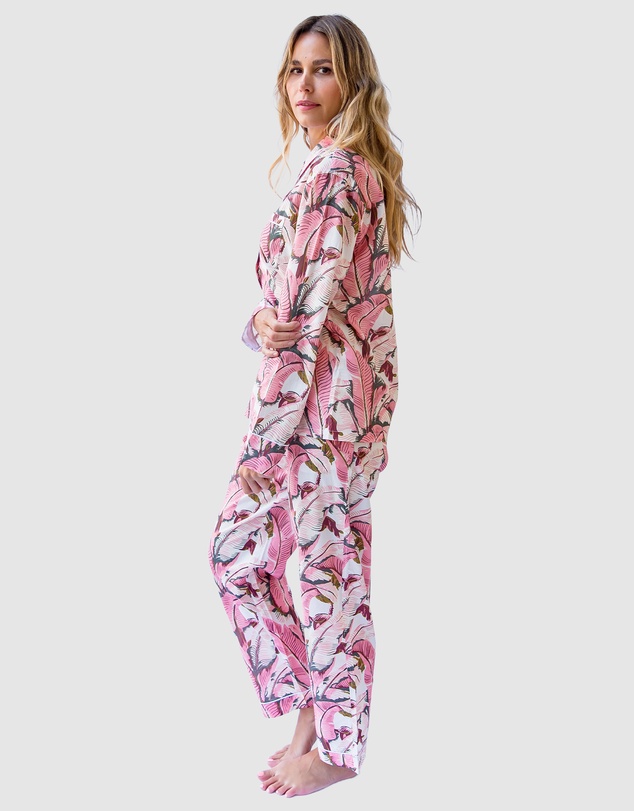 Sant And Abel - Women's Martinique® Pink Banana Leaf Long PJ Set