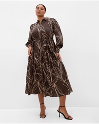 City Chic - Plus size Ezra Bloom Print Maxi Dress - chocolate
