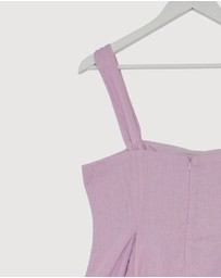 Revibe - Repaired AERE Inara Pleated Linen Midi Dress - AU 14
