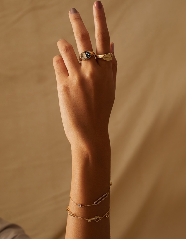 Wanderlust + Co - Crescent Key Gold Bracelet