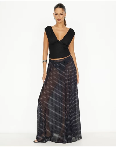 Dazie - Afloat Polka Dot Maxi Skirt