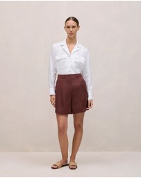 Trenery - Delave Linen Tailored Short in Espresso
